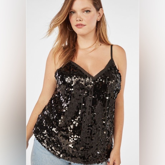 JUSTFAB Black Sequin Cami Tank NWT | Size Medium - Picture 3 of 16
